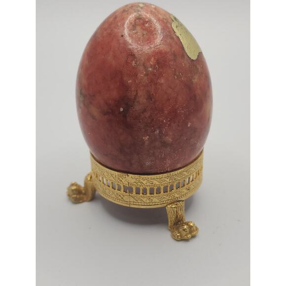 Vintage Hand Carved Alabaster Reddish Egg Paperweight Made in Italy PB192 - Picture 6 of 6